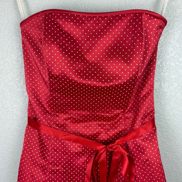 Jessica McClintock Gunne Sax Vintage Strapless Red Polka Dot Corset Dress 11/12 - Picture 3 of 9